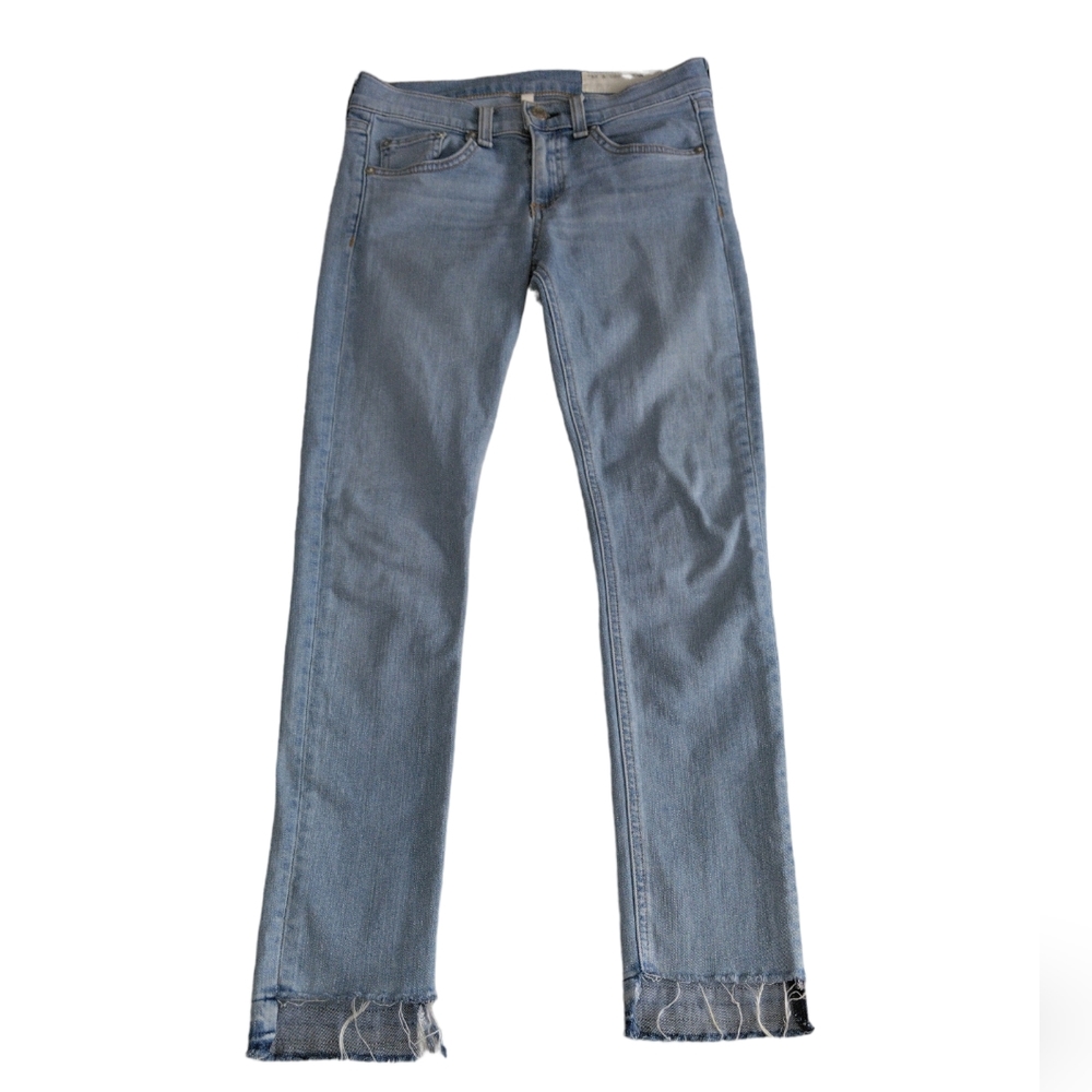 Rag & Bone Size 25 Light wash Blue Capri Distressed Step Hem Jeans